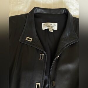 Ellen Tracy for Nordstrom Black Leather Coat